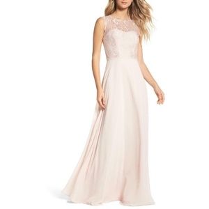 Hayley Paige Occasions 5756 Lace Chiffon Blush Wedding Bridesmaid Gown Dress